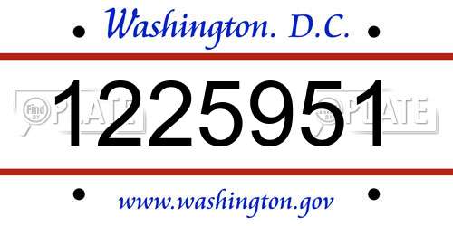 1225951 District Of Columbia License Plate