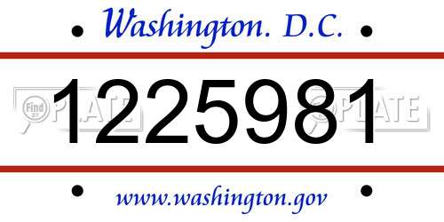 1225981 District Of Columbia License Plate