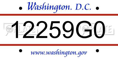 12259G0 District Of Columbia License Plate