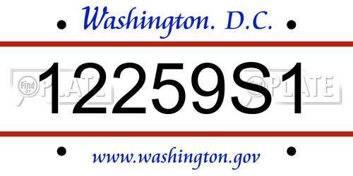 12259S1 District Of Columbia License Plate