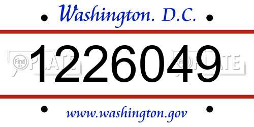 1226049 District Of Columbia License Plate