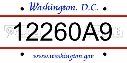 12260A9 District Of Columbia License Plate