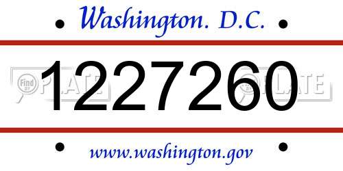 1227260 District Of Columbia License Plate