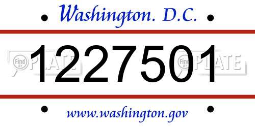 1227501 District Of Columbia License Plate