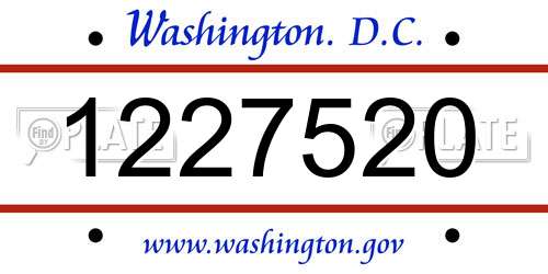 1227520 District Of Columbia License Plate