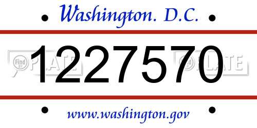 1227570 District Of Columbia License Plate