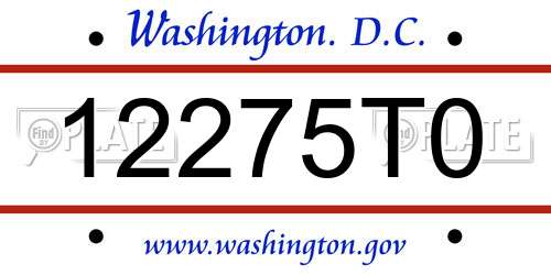 12275T0 District Of Columbia License Plate