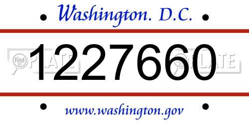 1227660 District Of Columbia License Plate