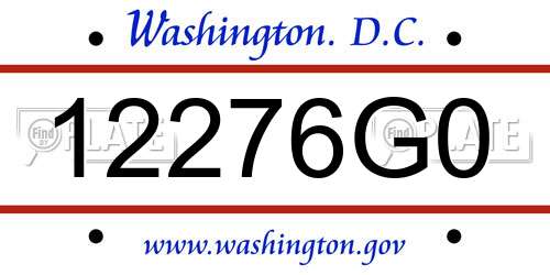 12276G0 District Of Columbia License Plate