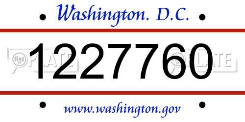 1227760 District Of Columbia License Plate