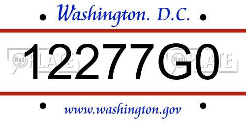 12277G0 District Of Columbia License Plate