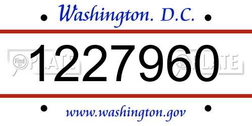 1227960 District Of Columbia License Plate