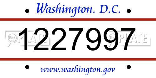 1227997 District Of Columbia License Plate