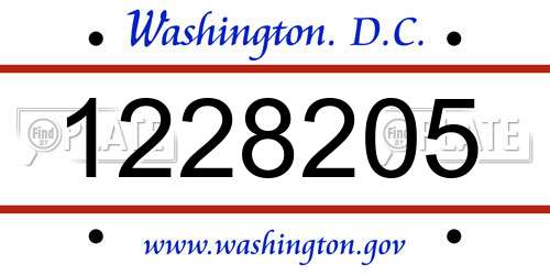 1228205 District Of Columbia License Plate