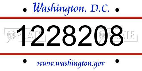1228208 District Of Columbia License Plate