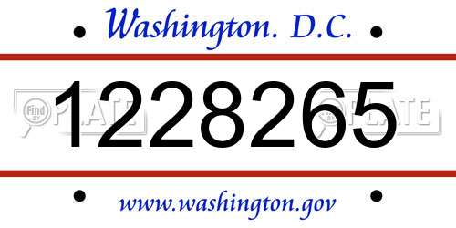 1228265 District Of Columbia License Plate