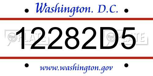 12282D5 District Of Columbia License Plate