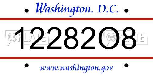 12282O8 District Of Columbia License Plate