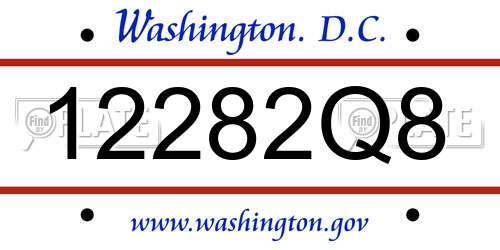 12282Q8 District Of Columbia License Plate