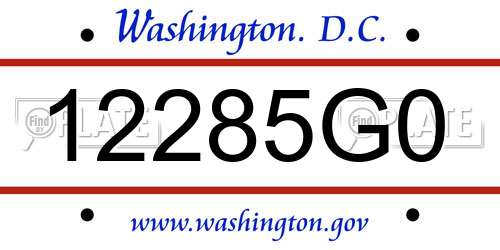 12285G0 District Of Columbia License Plate