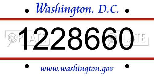 1228660 District Of Columbia License Plate