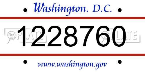 1228760 District Of Columbia License Plate