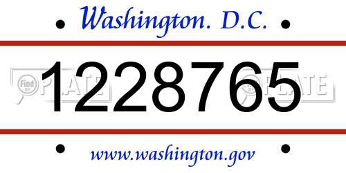 1228765 District Of Columbia License Plate