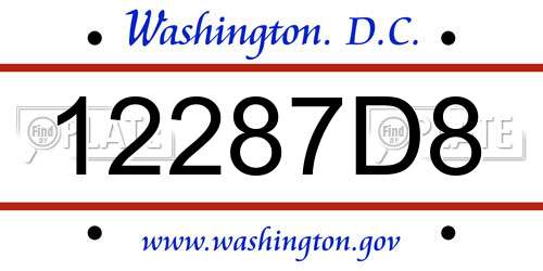 12287D8 District Of Columbia License Plate