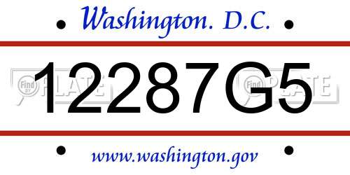 12287G5 District Of Columbia License Plate