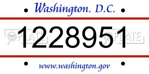 1228951 District Of Columbia License Plate