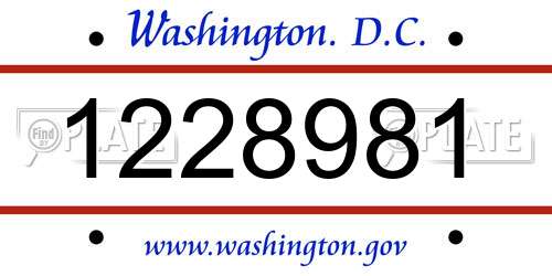 1228981 District Of Columbia License Plate