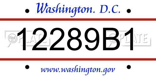 12289B1 District Of Columbia License Plate