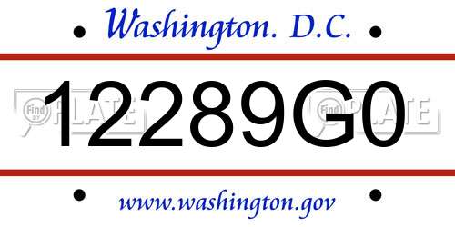 12289G0 District Of Columbia License Plate