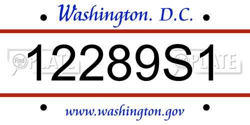12289S1 District Of Columbia License Plate