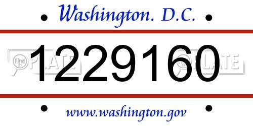 1229160 District Of Columbia License Plate