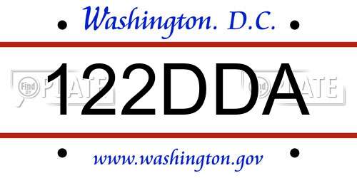 122DDA District Of Columbia License Plate