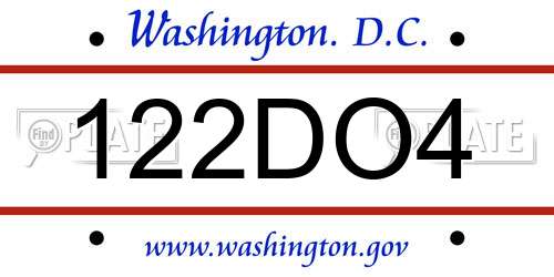 122DO4 District Of Columbia License Plate