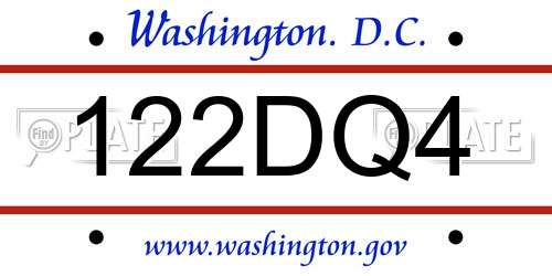 122DQ4 District Of Columbia License Plate