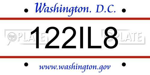 122IL8 District Of Columbia License Plate