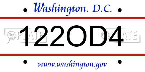122OD4 District Of Columbia License Plate