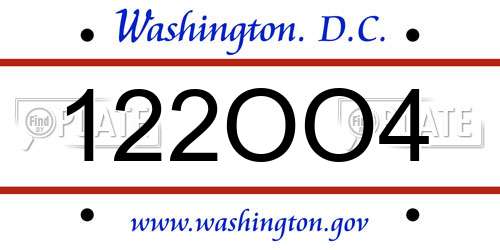 122OO4 District Of Columbia License Plate