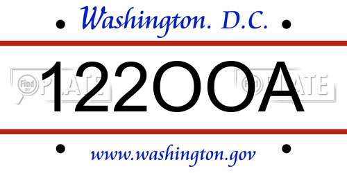 122OOA District Of Columbia License Plate