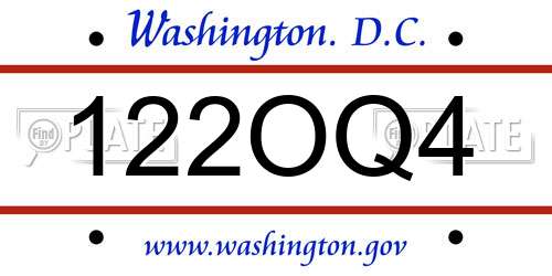 122OQ4 District Of Columbia License Plate