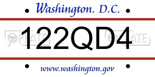 122QD4 District Of Columbia License Plate