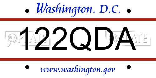 122QDA District Of Columbia License Plate