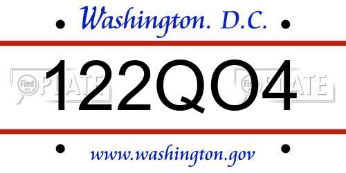 122QO4 District Of Columbia License Plate