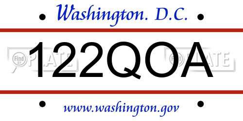 122QOA District Of Columbia License Plate