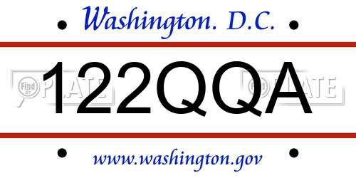 122QQA District Of Columbia License Plate