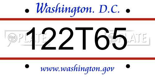 122T65 District Of Columbia License Plate