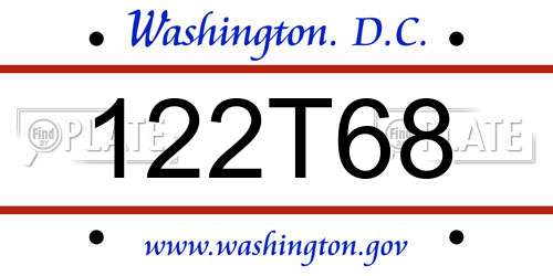 122T68 District Of Columbia License Plate